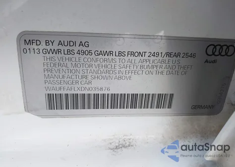 2013 Audi A4 2.0T Premium из США, поврежденный, VIN WAUFFAFLXDN035876